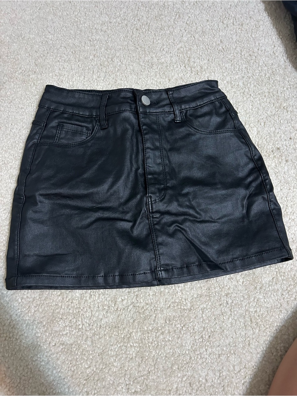 Black Faux Leather Mini Skirt